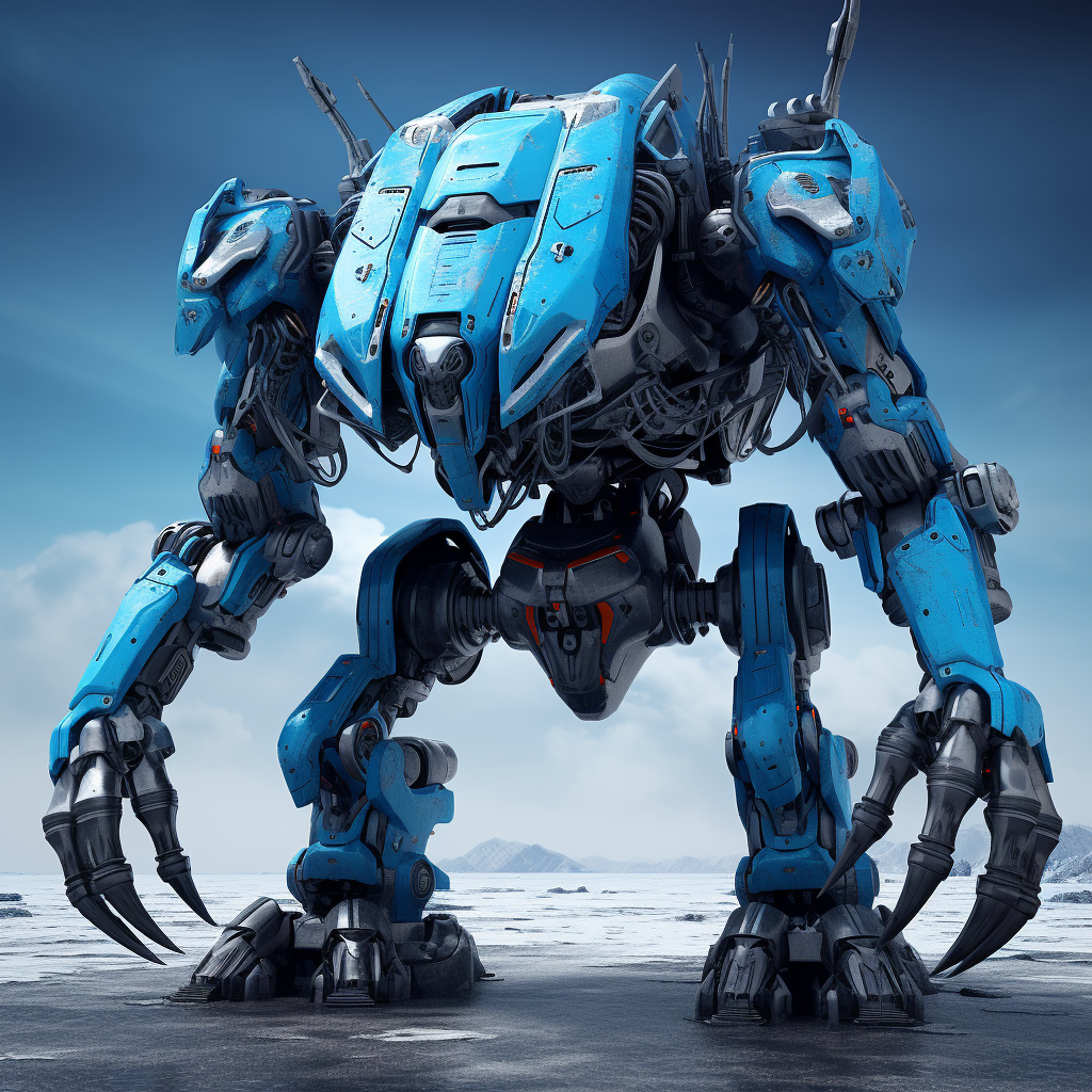 Blue futuristic war robot