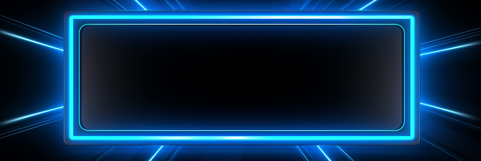 Stylish blue neon border on black rectangle