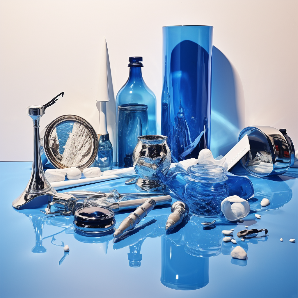 Blue Objects on White Table