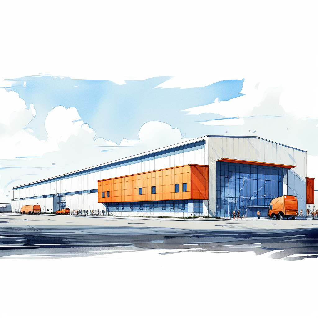 Distribution Center in blue and orange colors