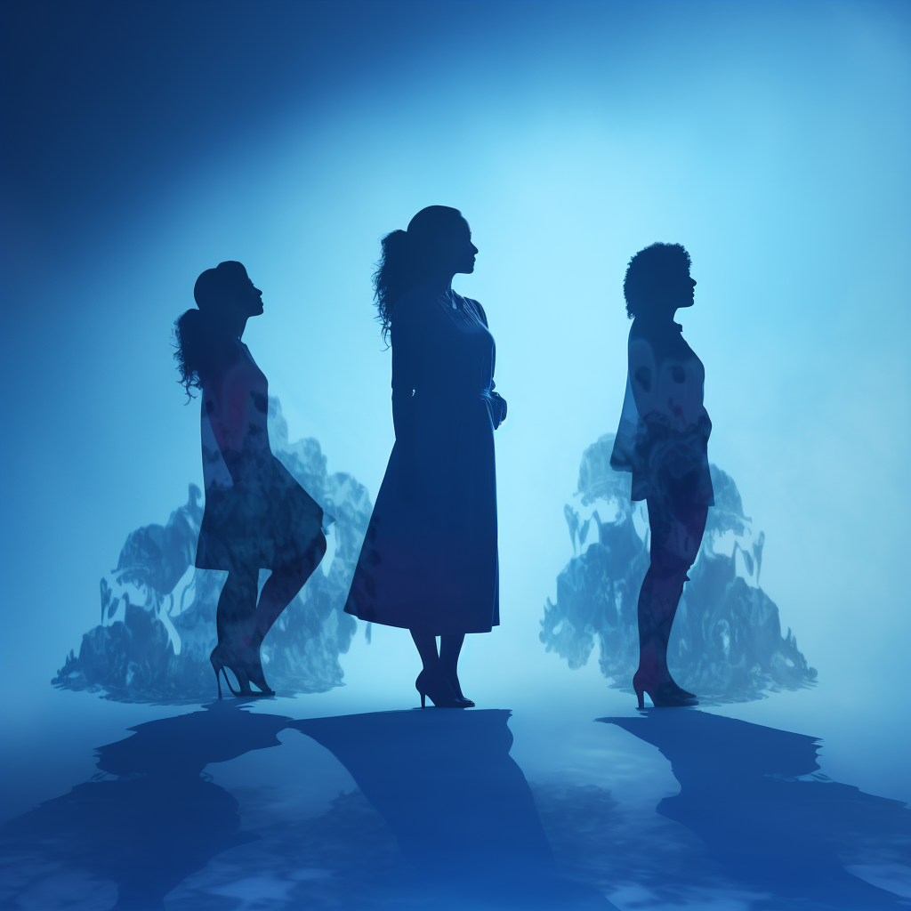 Women Silhouette on Blue Background