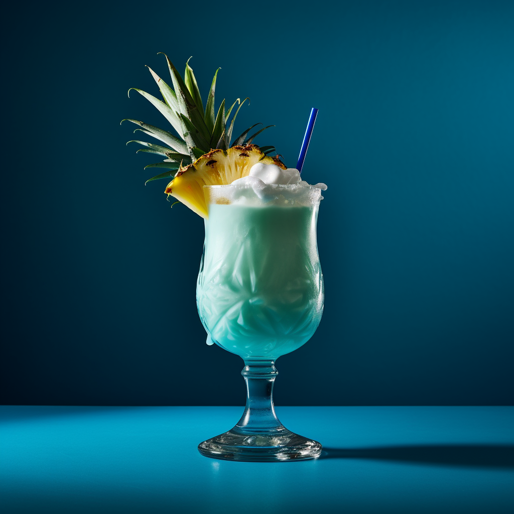 Refreshing blue piña colada cocktail