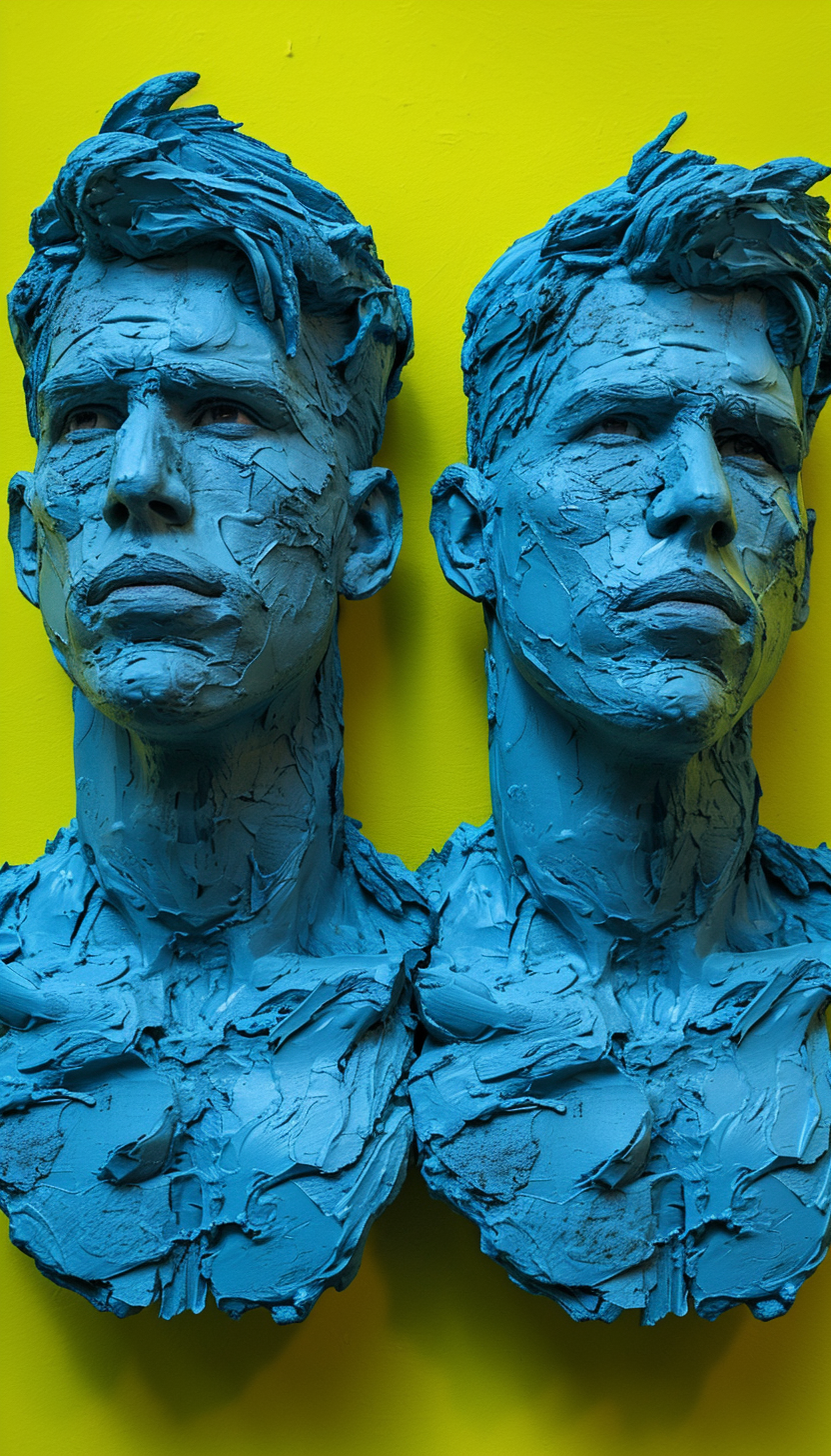 Natural-looking clay busts of men