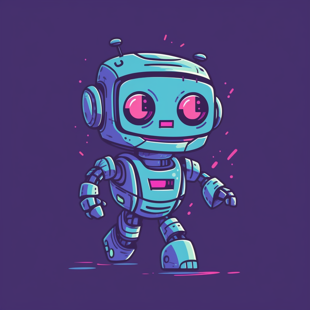 Excited Blue Purple Robot Walking Animation