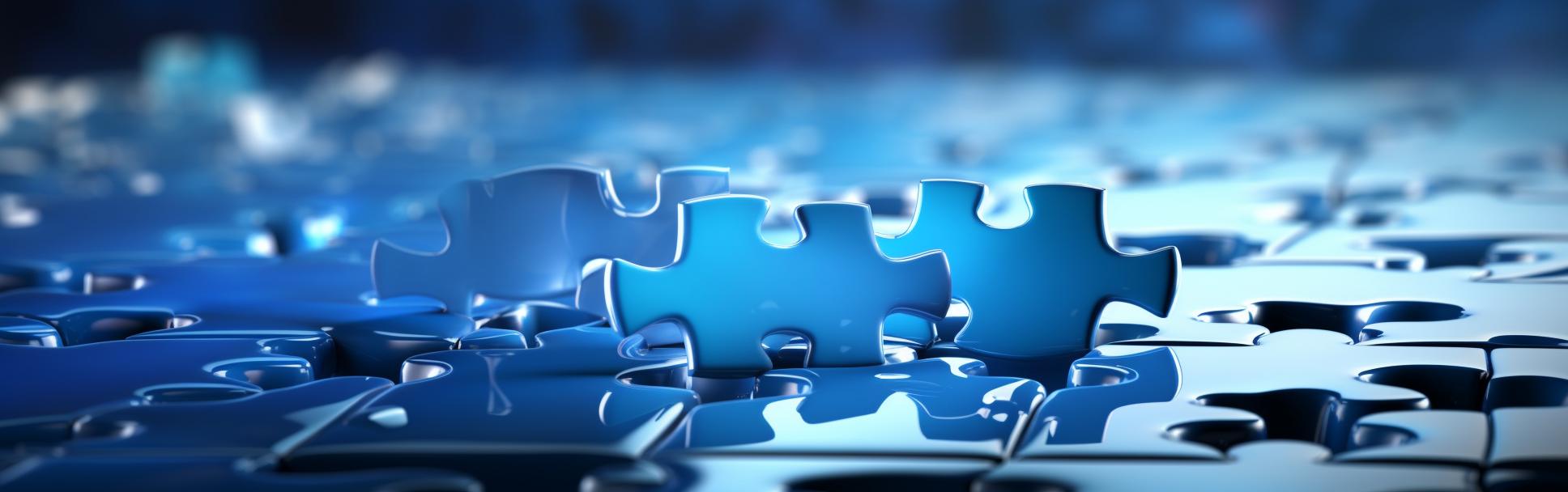 blue puzzle piece focused realistic