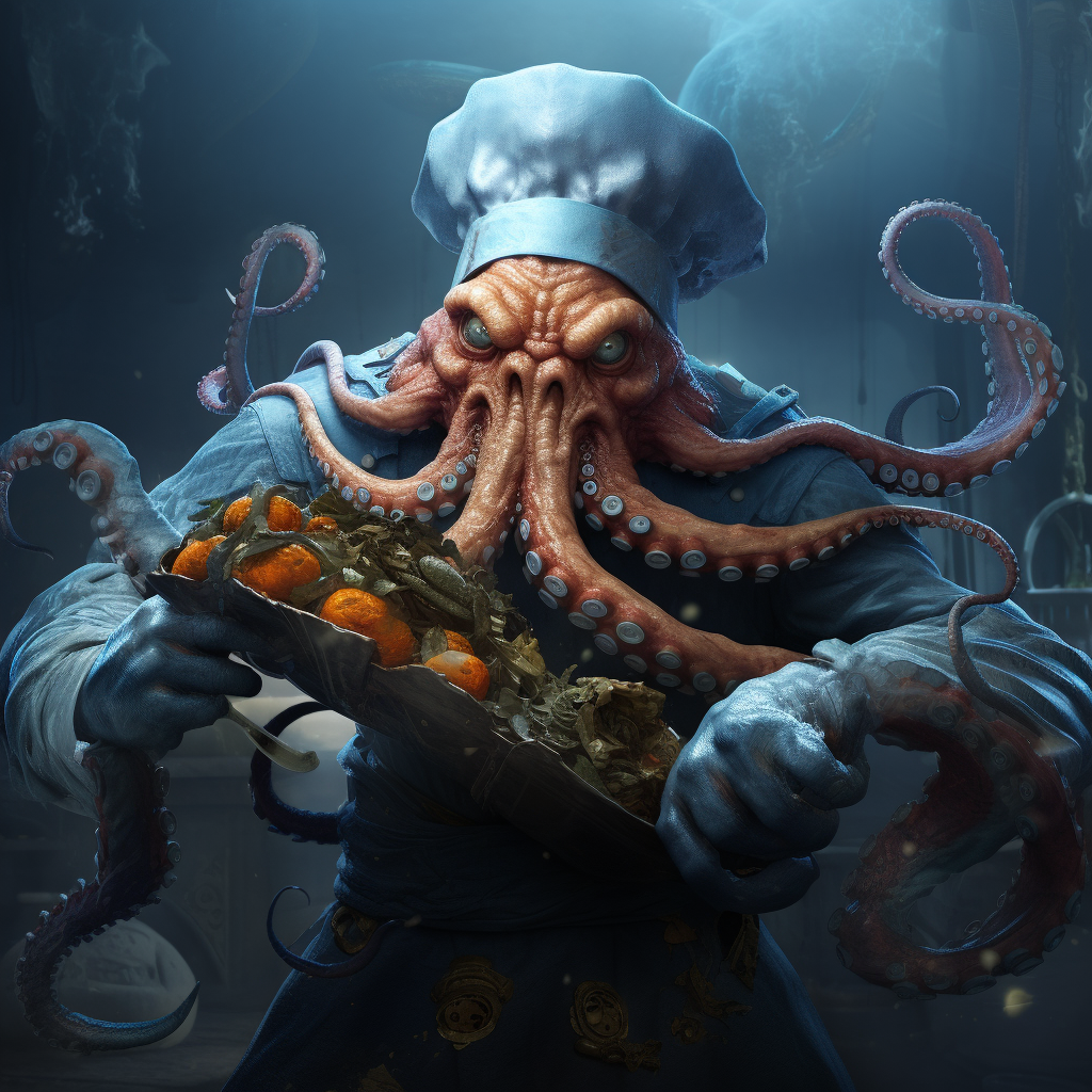 Blue Ring Octopus Pirate Chef Dinosaur