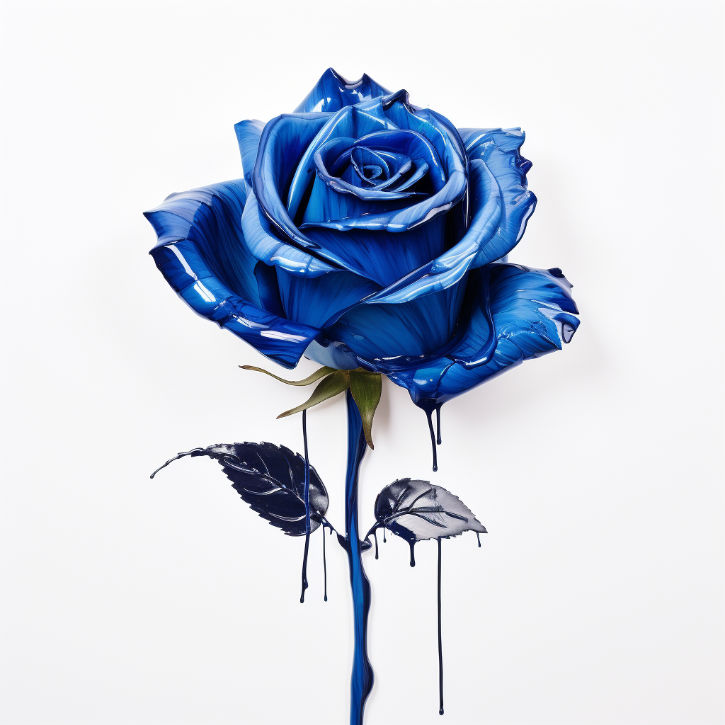 Vibrant blue rose on white background