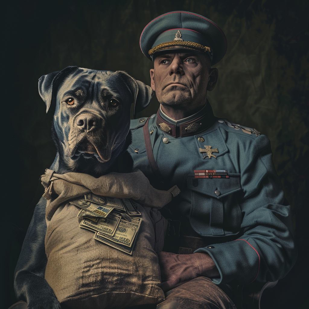 Dog man money ww2 uniform