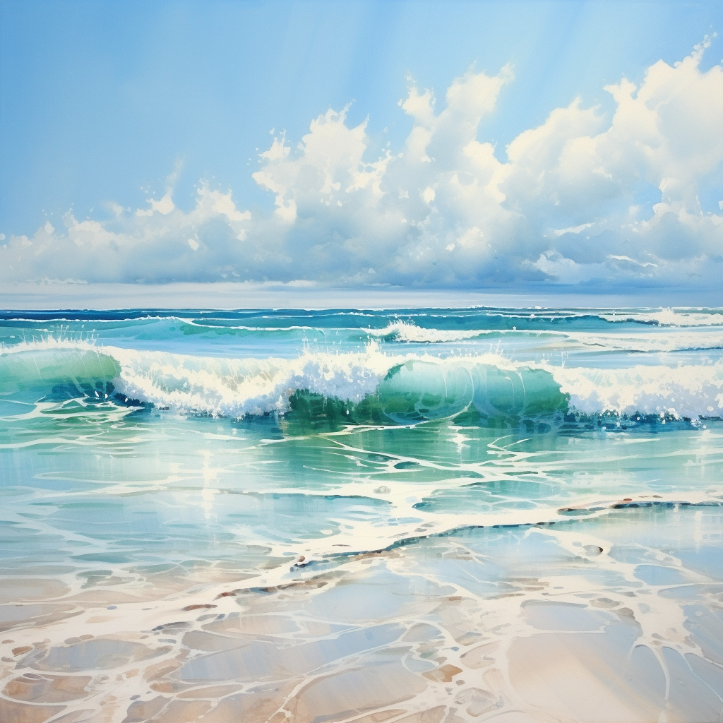 Light pastel blue sea painting