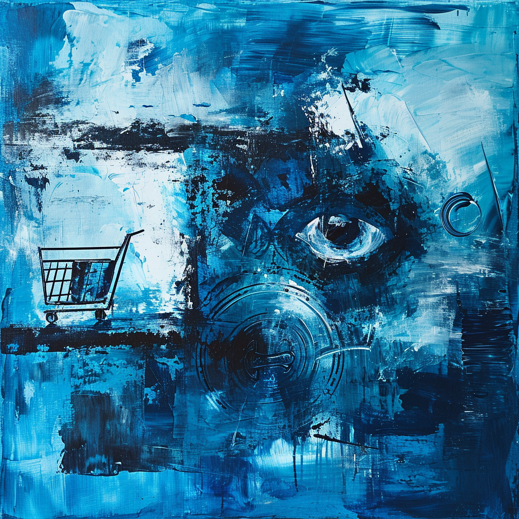 Artistic blue shopping euro eye