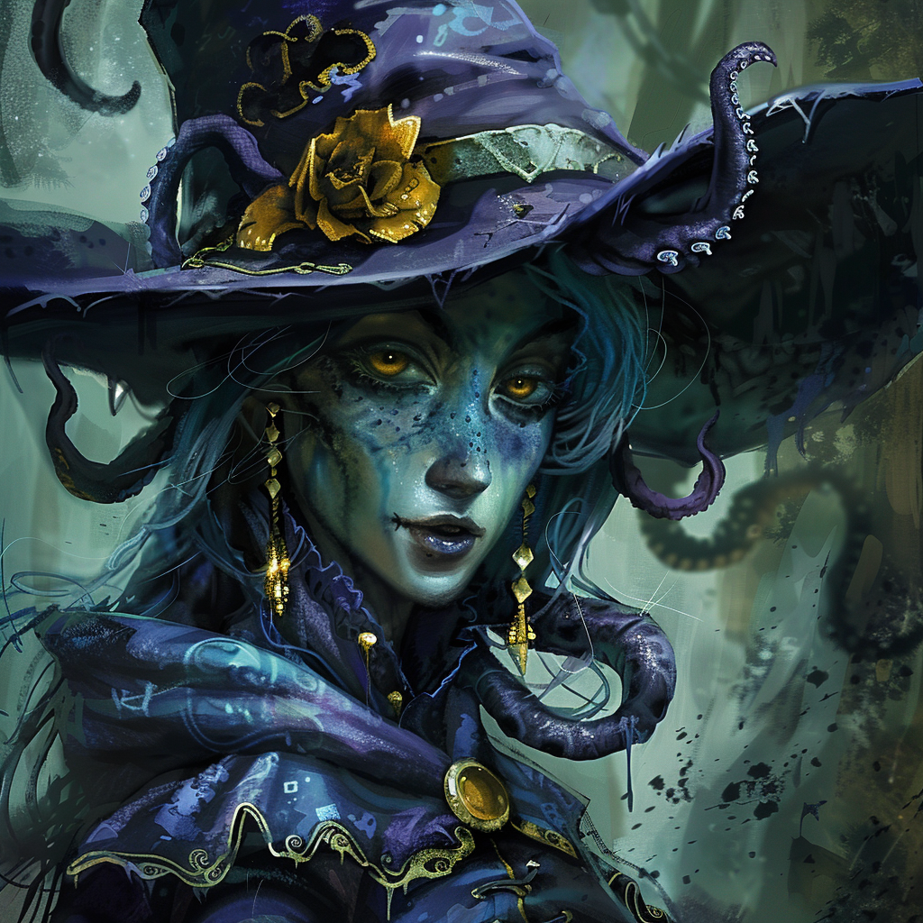 Blue Skinned Witch with Tentacles