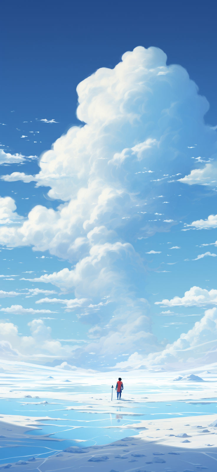 Dreamlike blue sky with fluffy white clouds