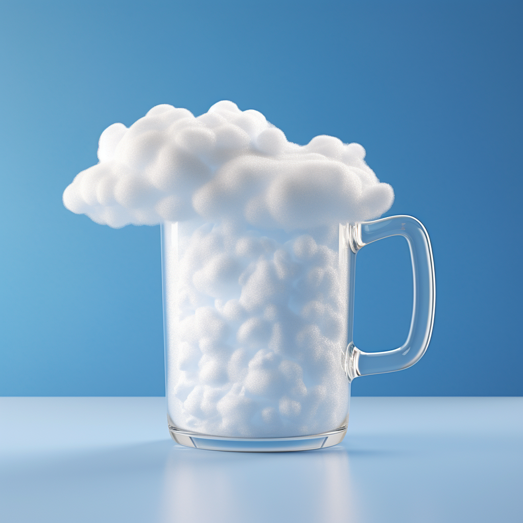 Blue Sky White Puffy Cloud Beer Foam Image