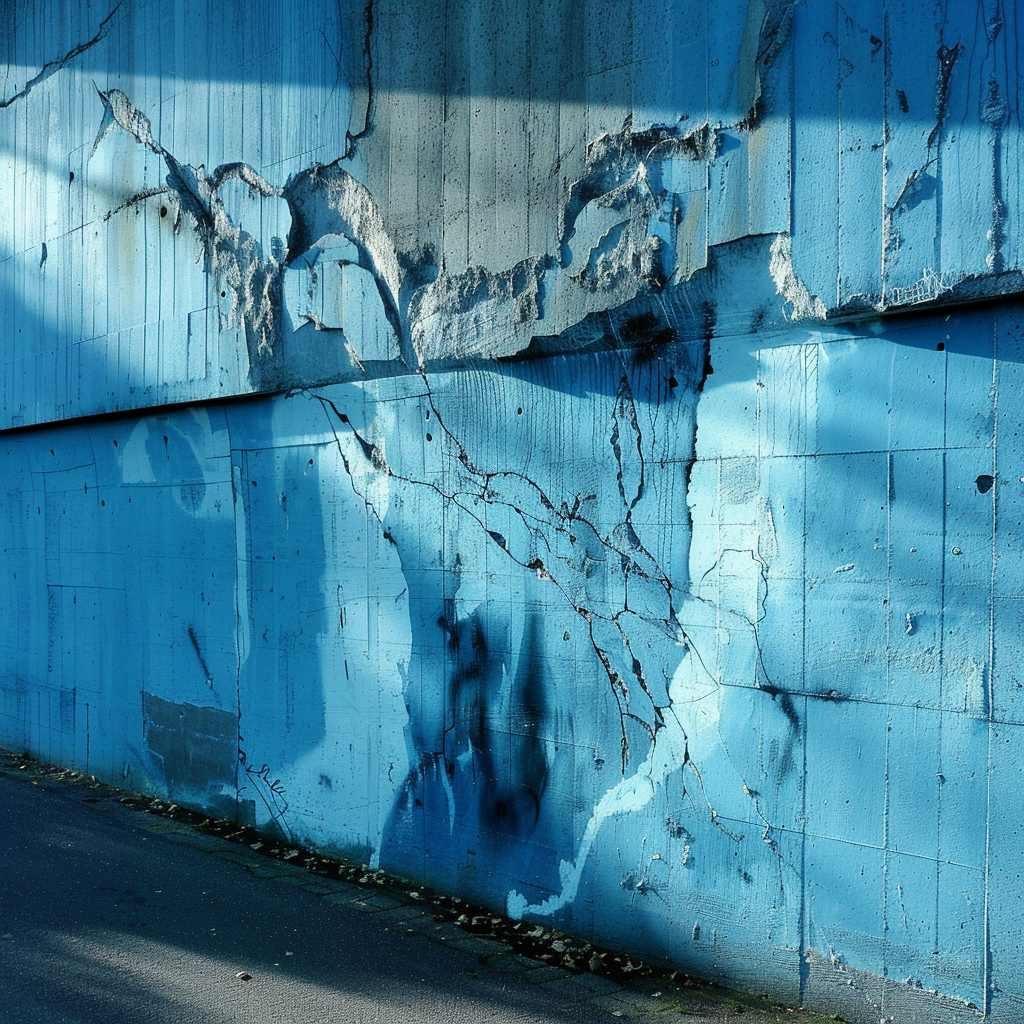 Graffiti-like Blue Street Wall