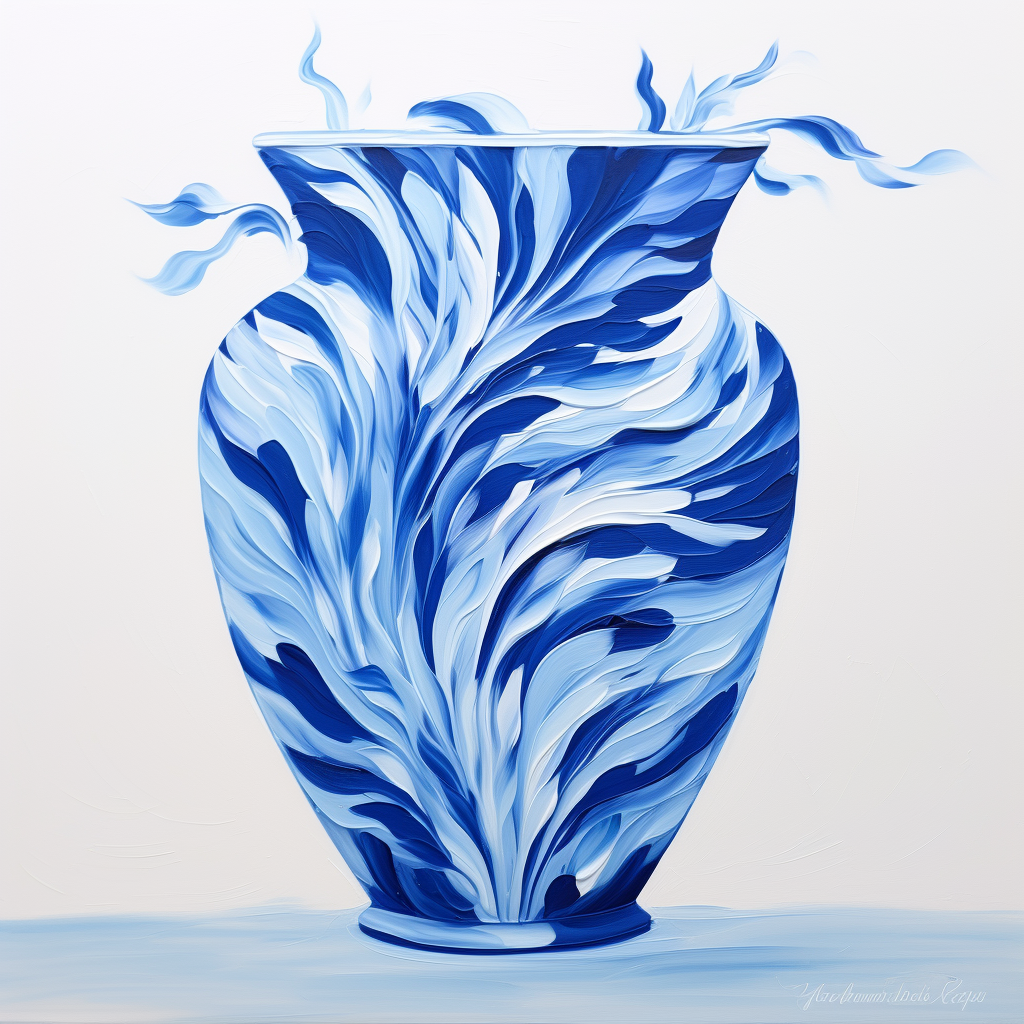 Colorful blue vase on white background