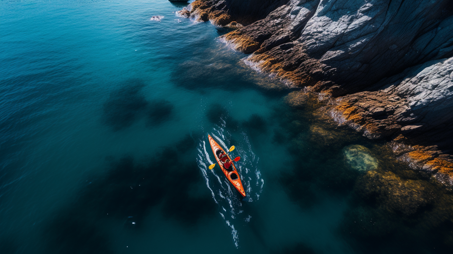 Two-person kayak in stunning blue water