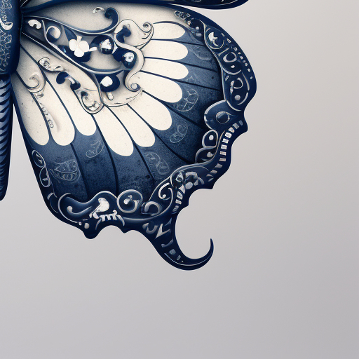 Blue and white butterfly with realistic and fantasy elements