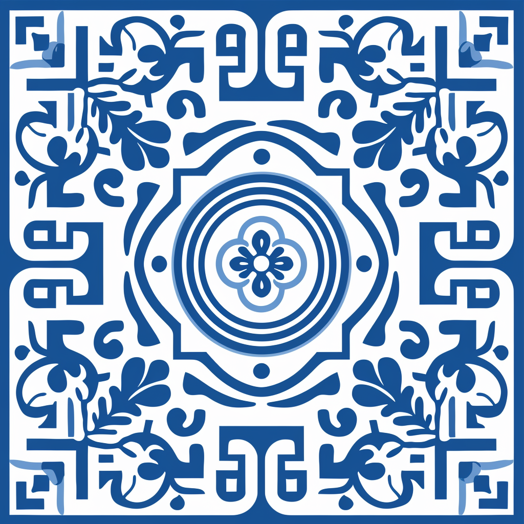 Blue and white Greek pattern