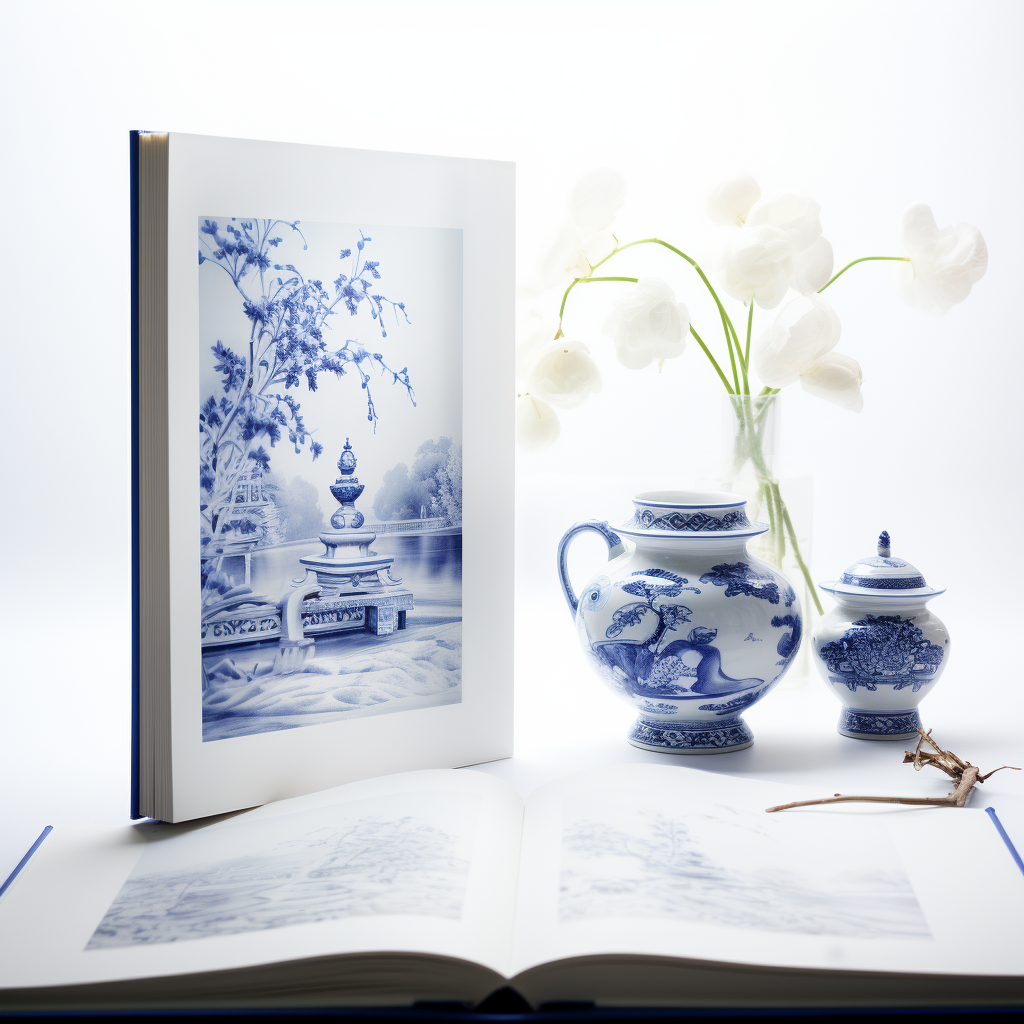 Photo digital book with blue and white design