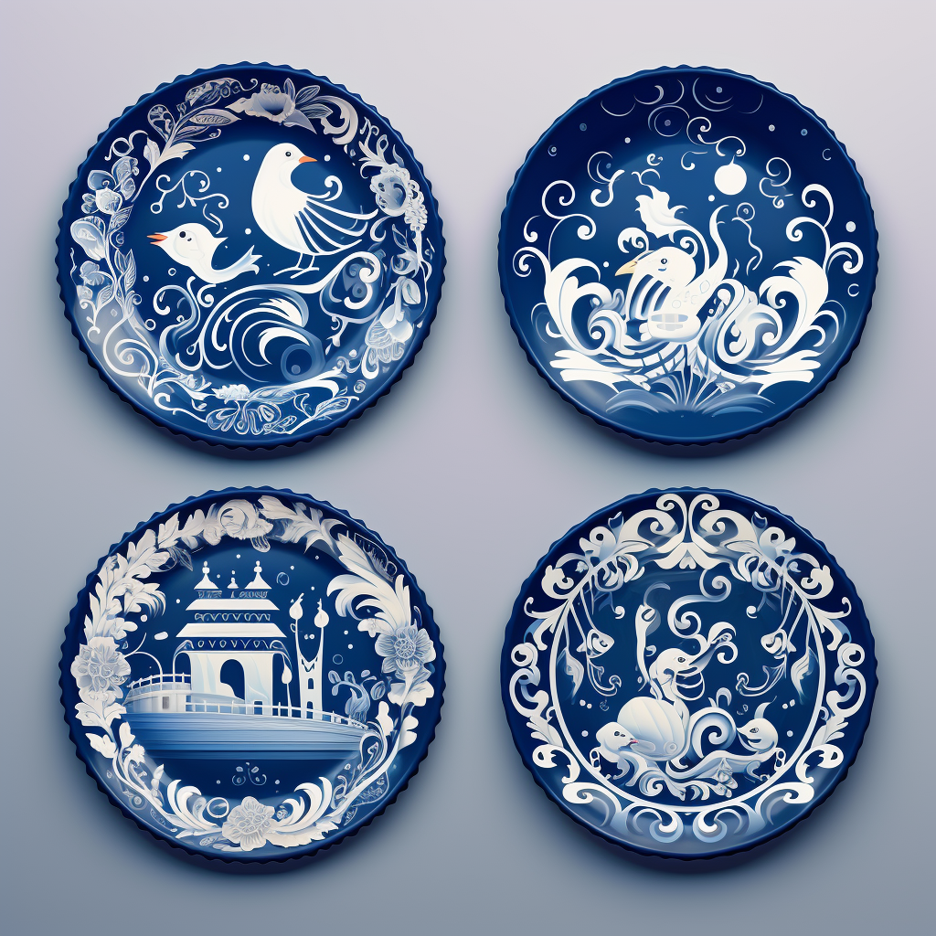 Blue and white Portuguese plates for display