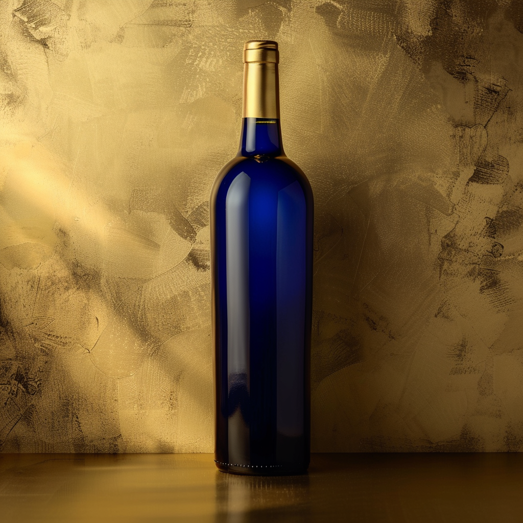 Dark Blue Wine Bottle Mockup