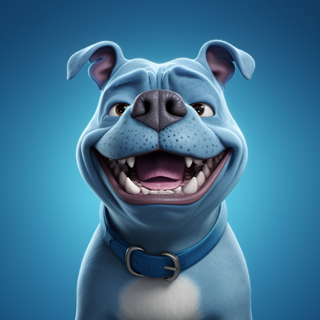 Cheerful blue XL bully sticking out its tongue