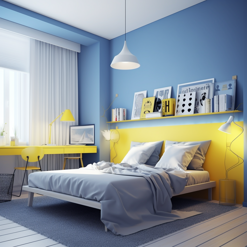 Blue Yellow Bedroom Interiors