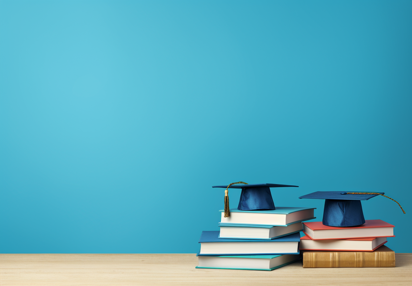 Promotional education training image on blue background