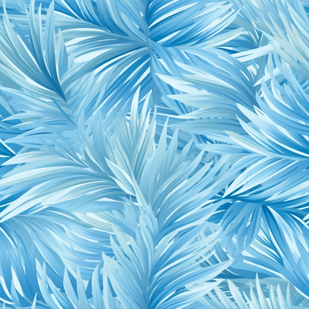 Blue coconut leaf patterns on pastel blue background