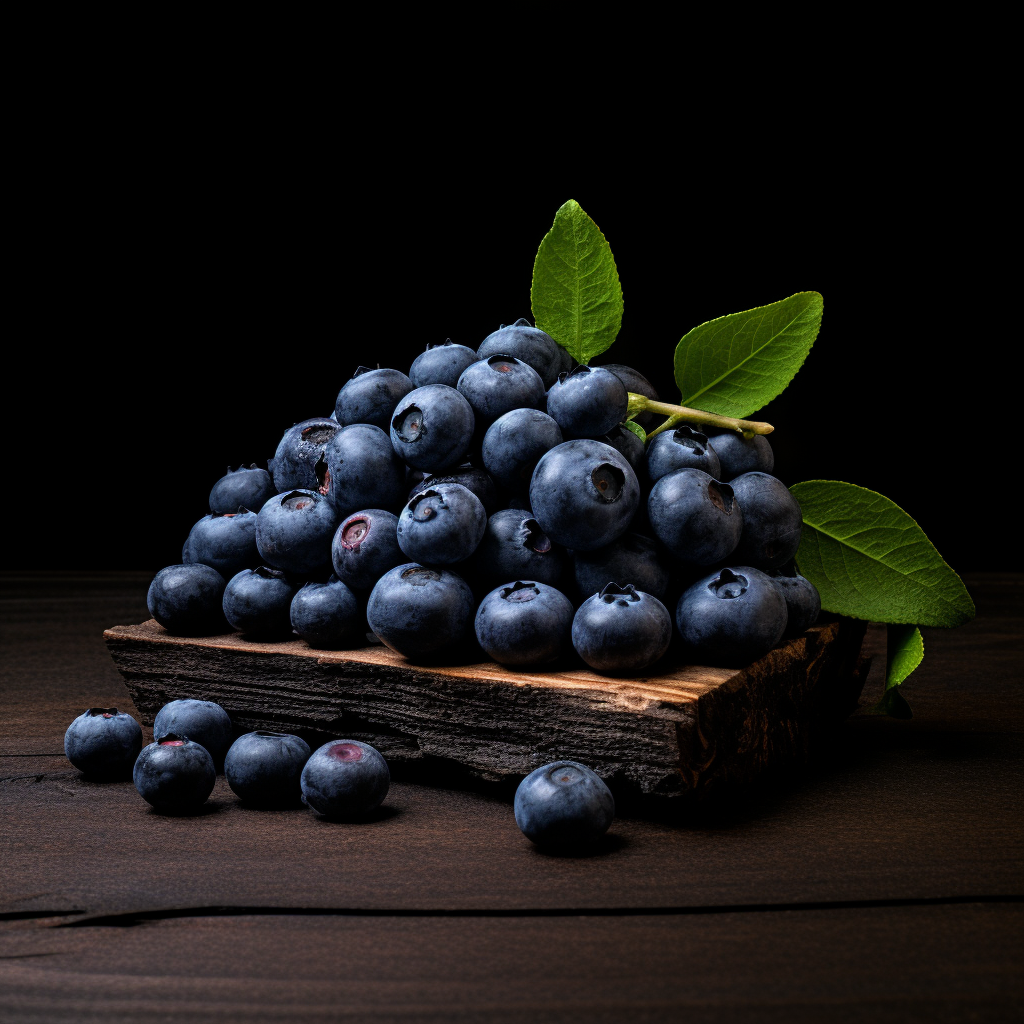 Small Blueberries on Wooden Table