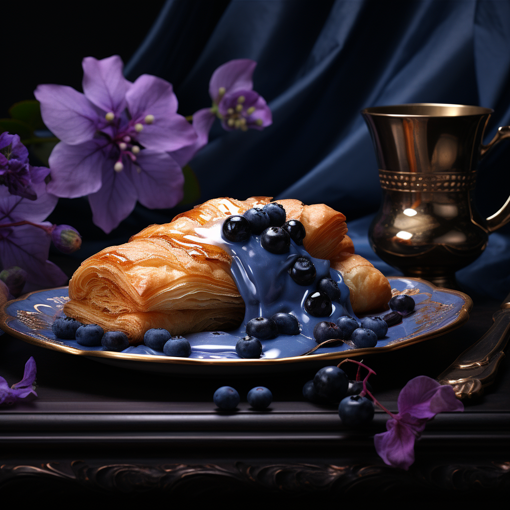 Delicious Blueberry Danish with Butterfly Pea Flowers