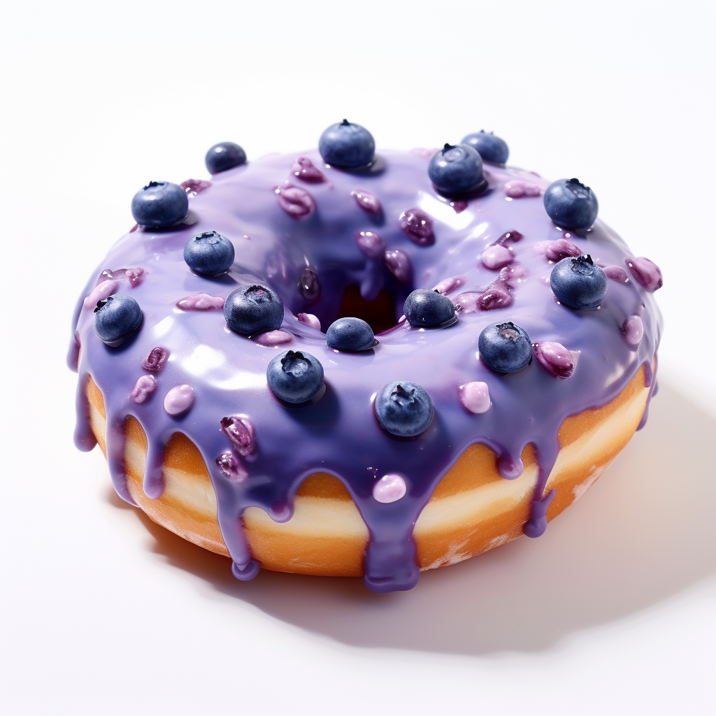 Blueberry donut on white background