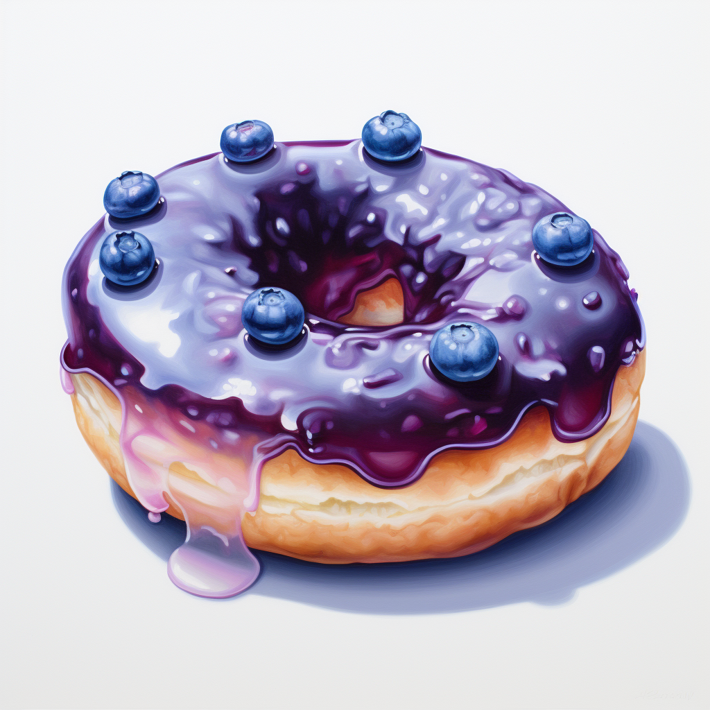 Scrumptious blueberry jam donut on white background