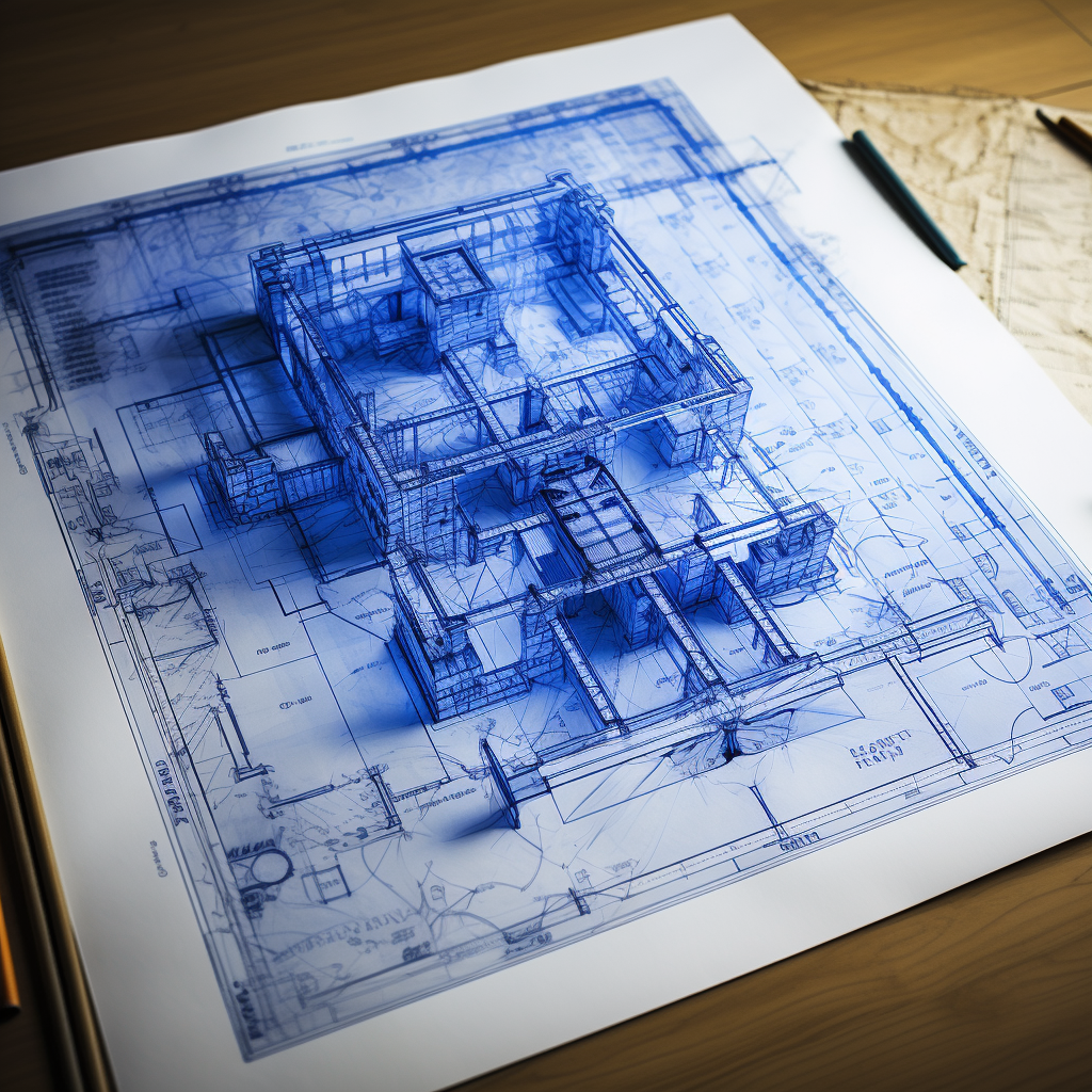 Blueprints of house foundation design