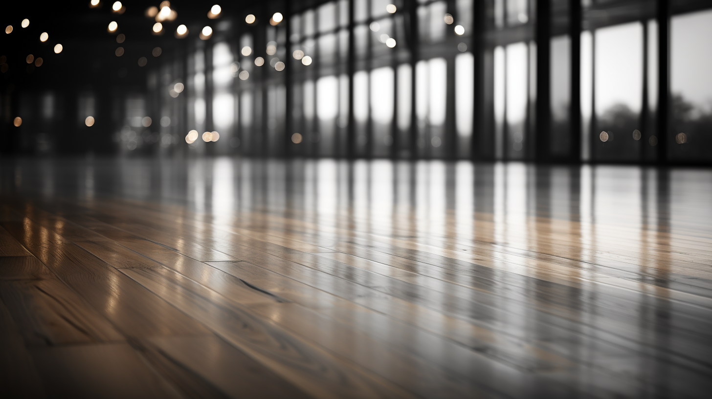 Blurred Christmas Tree on Wood Floors