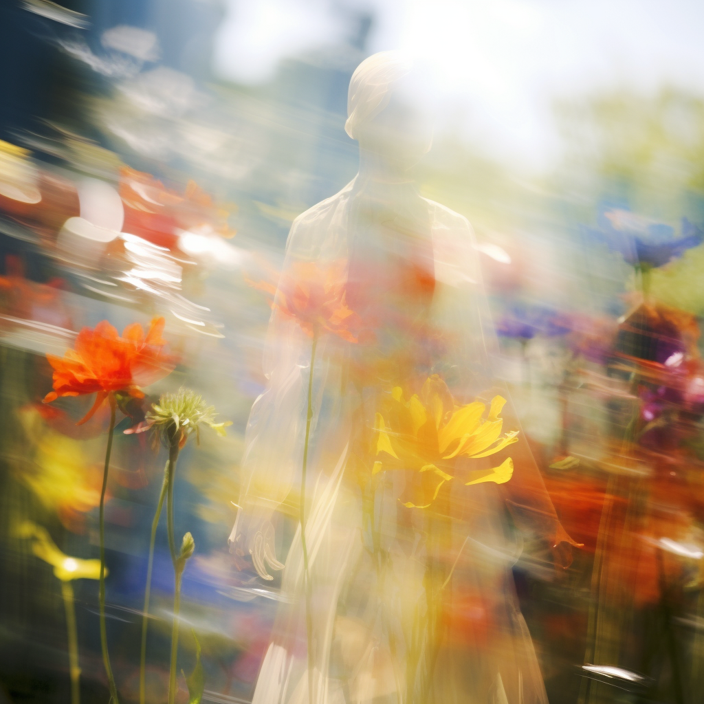 Blurred flower photo in raw style