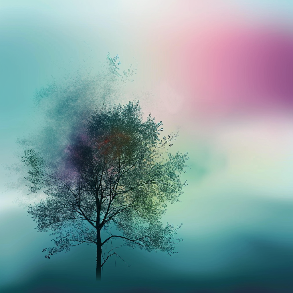 Colorful tree on blurred gradient background