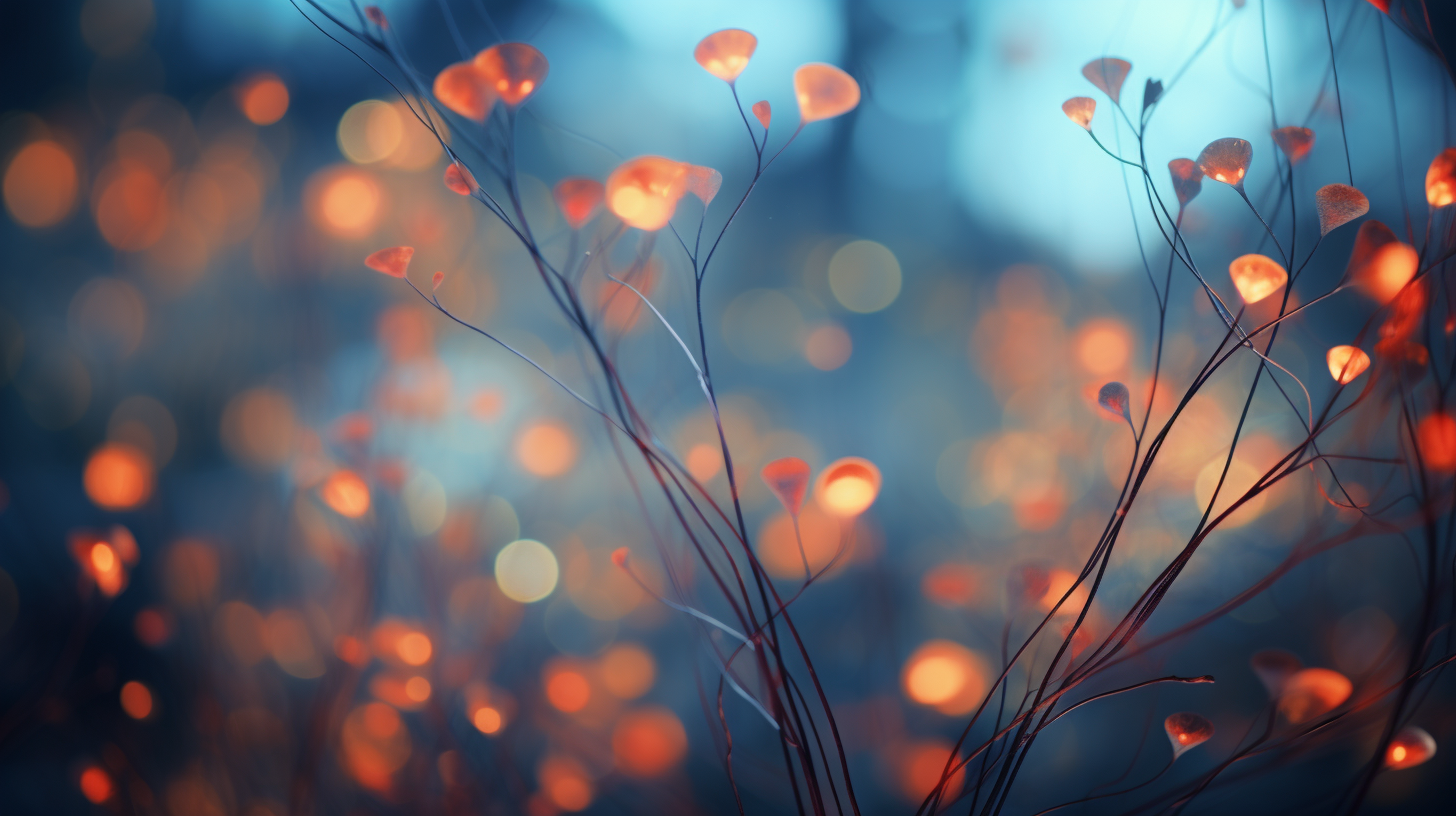 Transparent leaves with blurred light circles