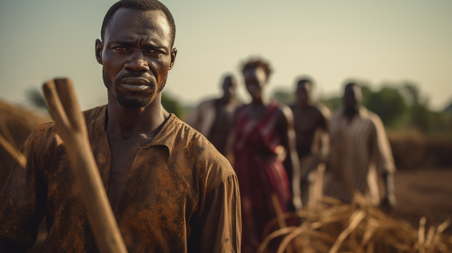 Man approaching angry Nigerian farmer