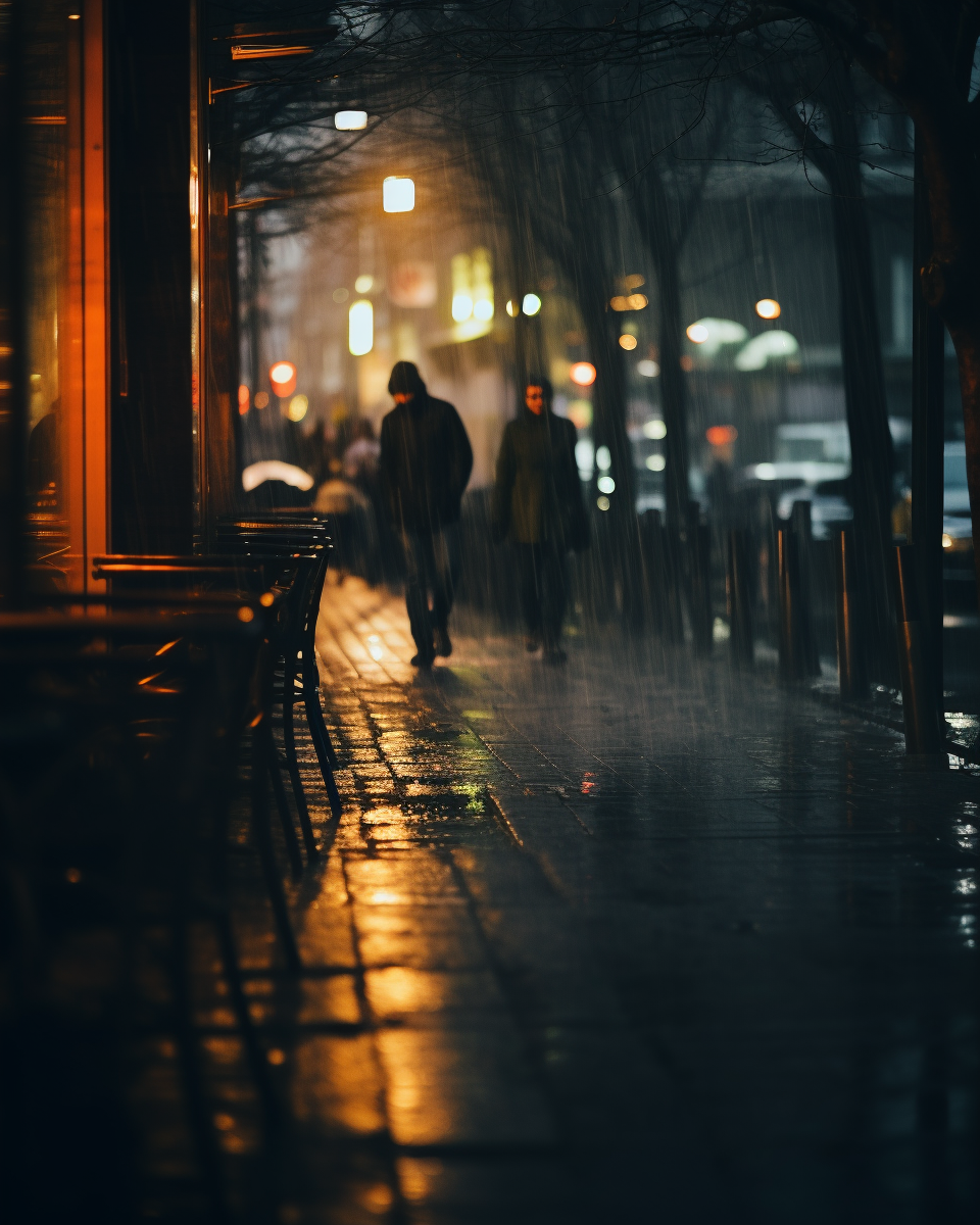 People walking in the rain