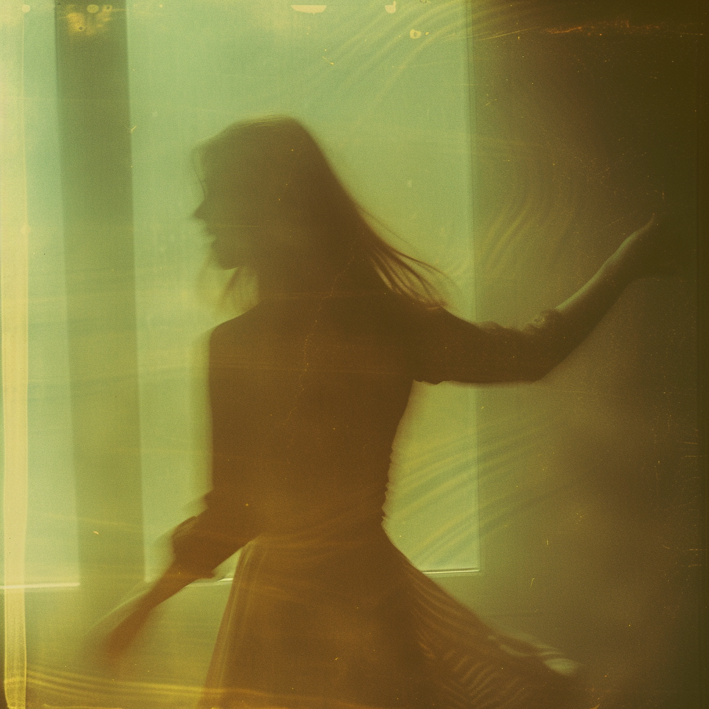 Blurry silhouette of woman dancing