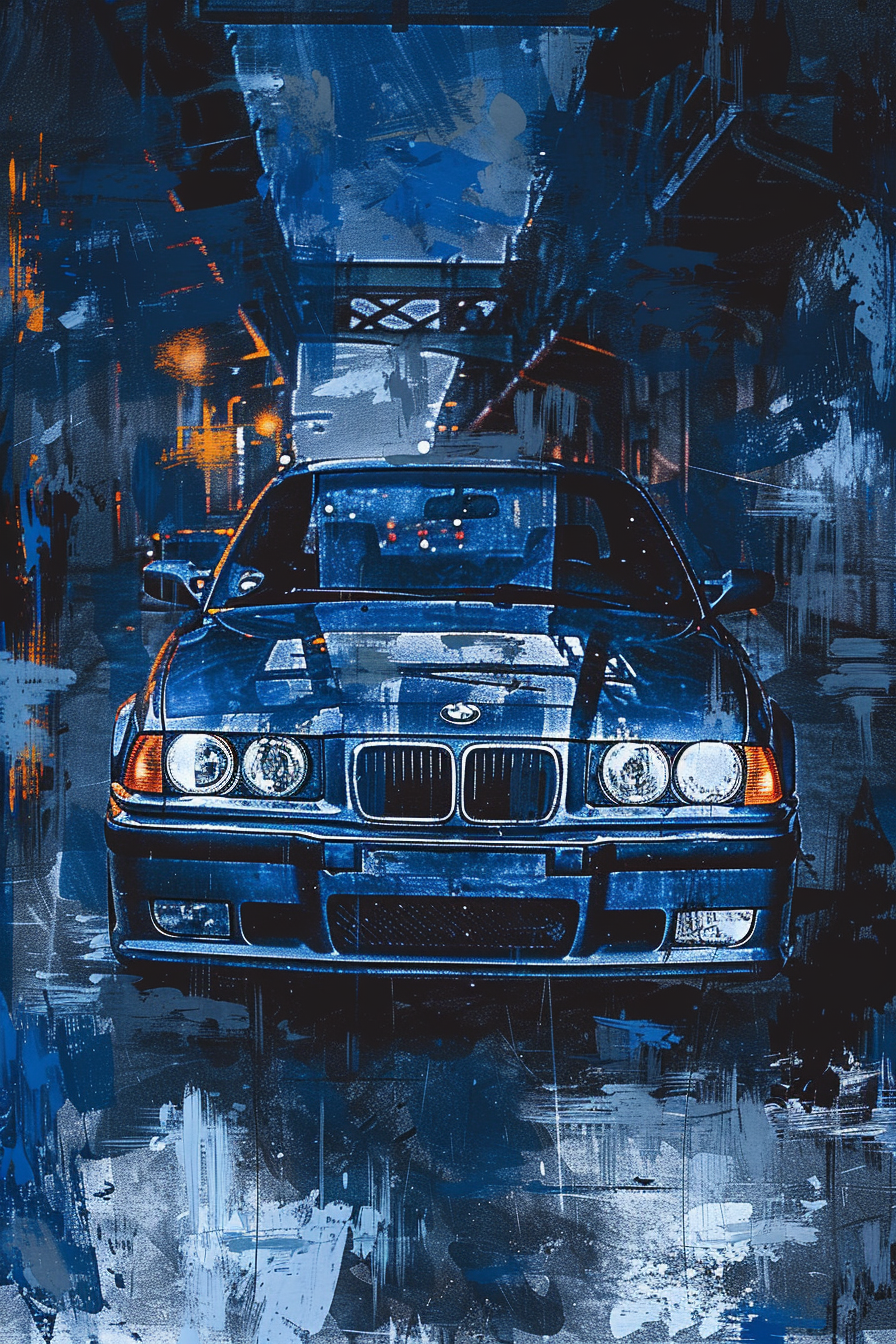 Dark Blue BMW E36 Art