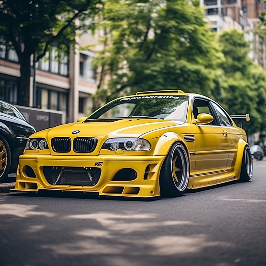 Yellow BMW M3 with Widebody Kit