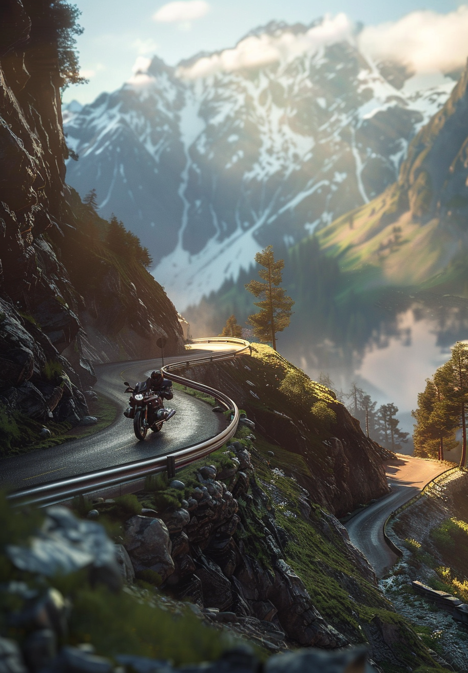 BMW R90 tight mountain corner lean