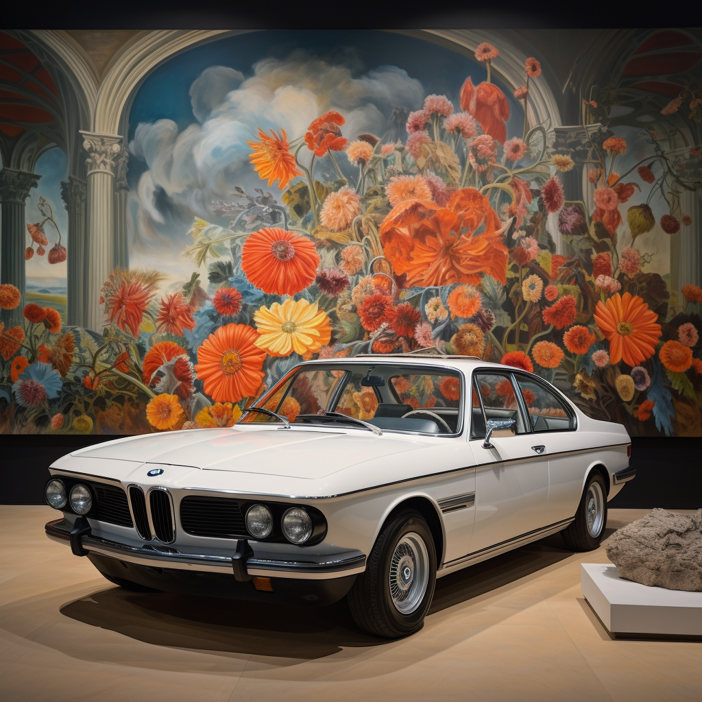 BMW Series 8 Sports Car with Unique Floral and Skull Design