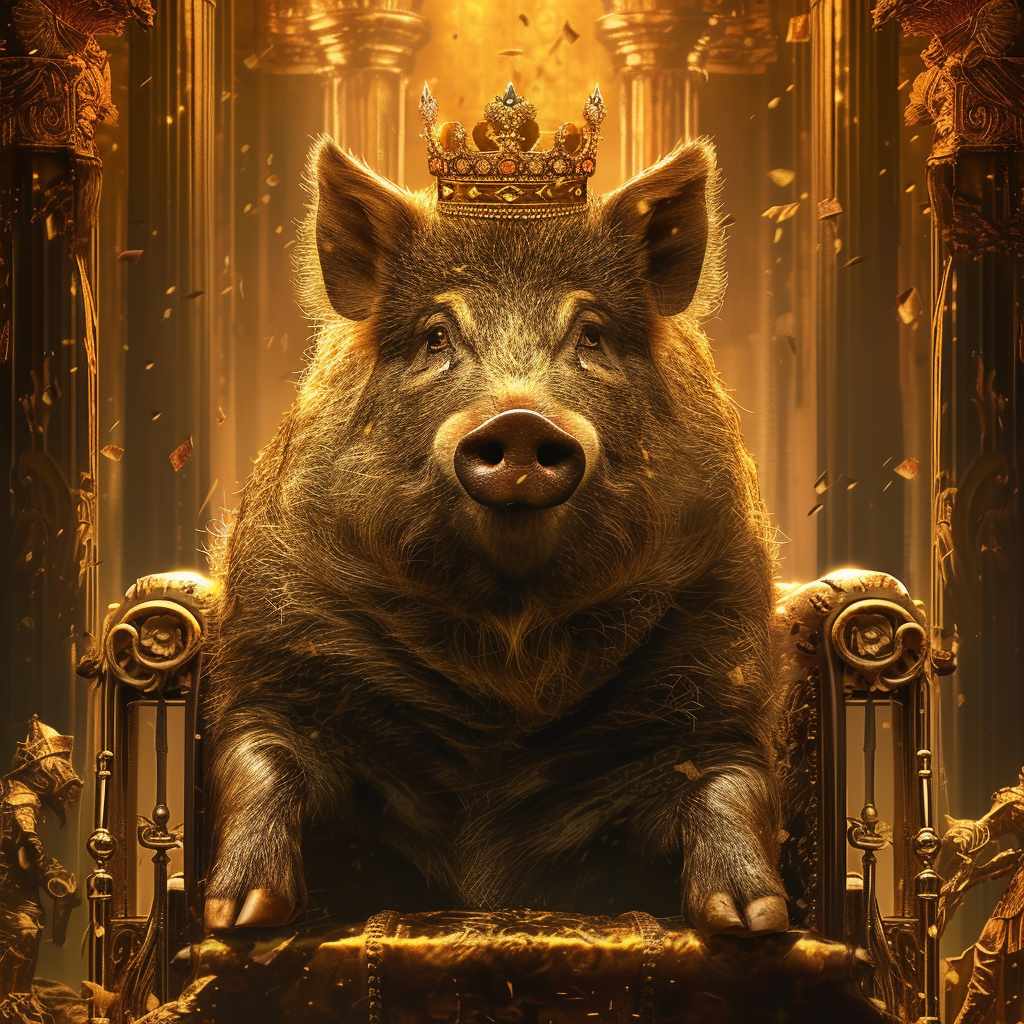 Boar with Crown on Throne