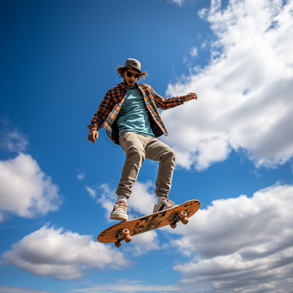 Skater holding skateboard against sky