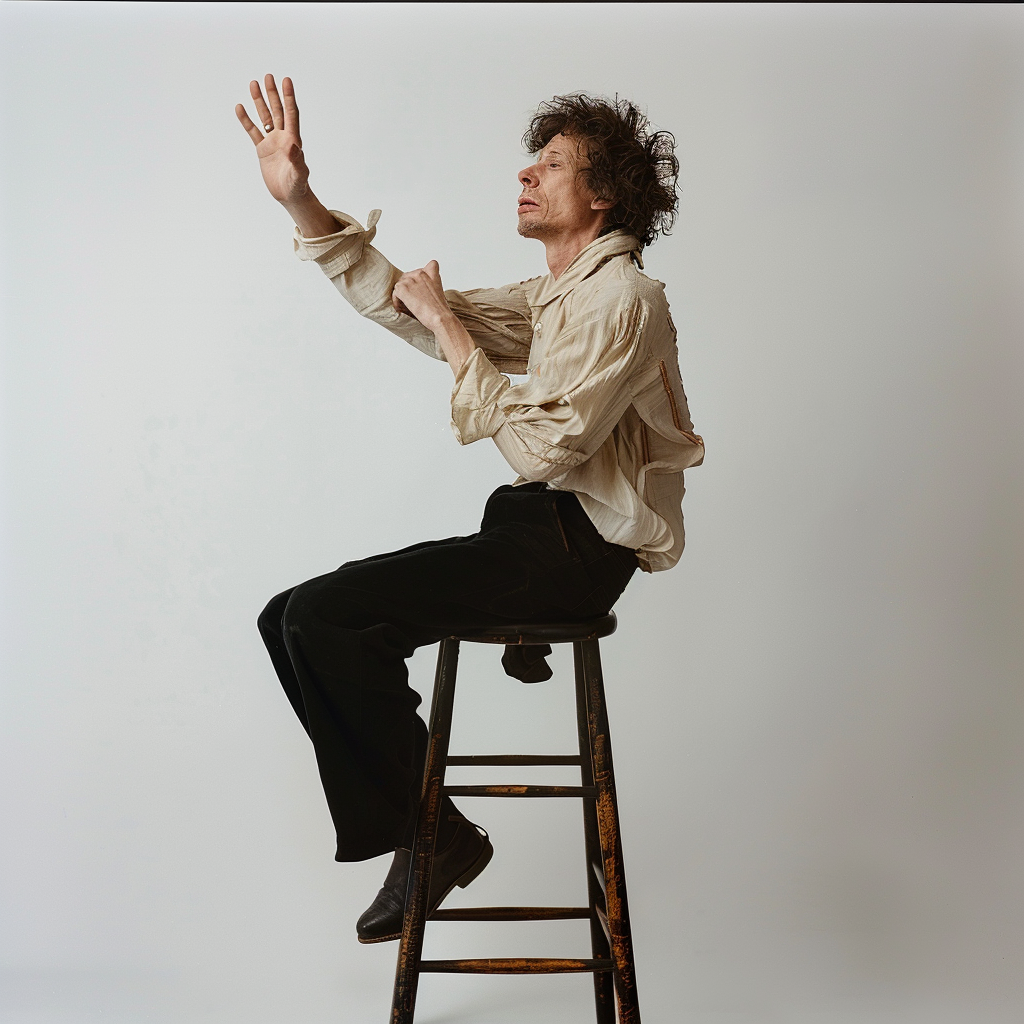 Bob Dylan profile sitting pose