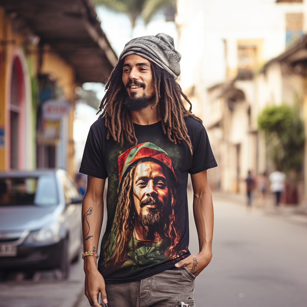 Young man enjoying Bob Marley's reggae at the beach