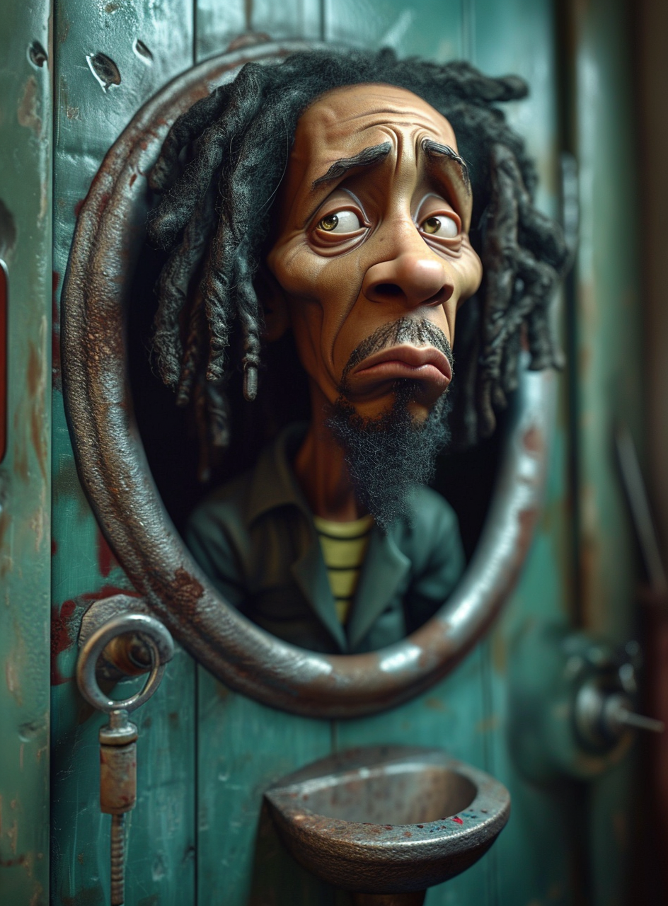 Bob Marley Victorian Toilet Cartoon Character